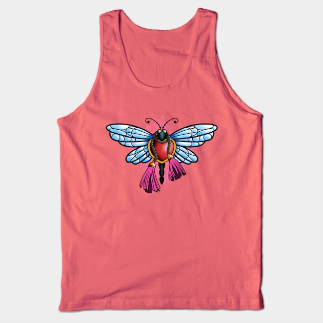 Dragonfly with love heart body Tank Top by InkSmith